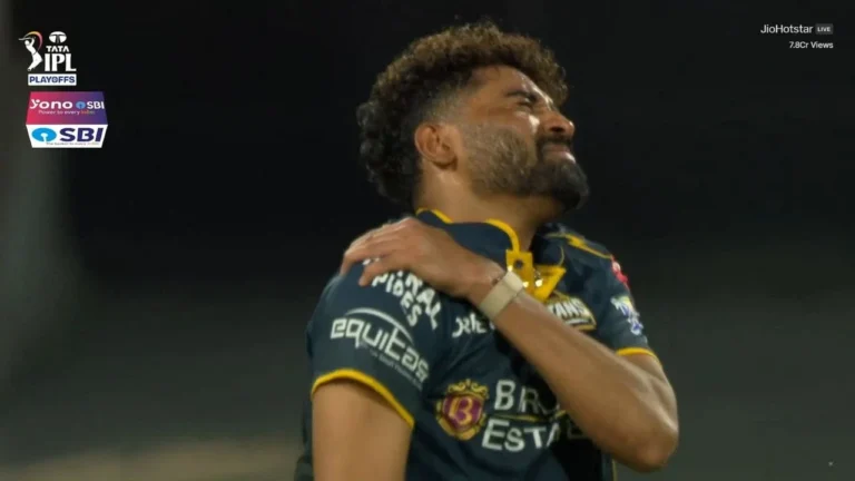 Mohammed Siraj RULED OUT? GT pacer suffers nasty shoulder injury during Qualifie – محمد سراج زخمی: آئی پی ایل 2026 کوالیفائر 2 میں گجرات ٹائٹنز کے لیے تشویش